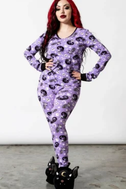 Killstar Purr Off - Pitkähihainen paita, plum