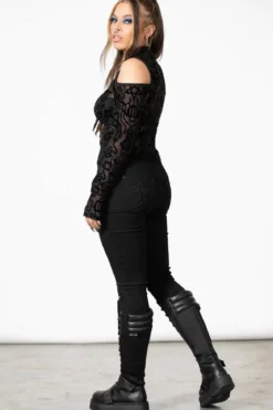Killstar Tuned Out Mesh Cold Shoulder Pusero