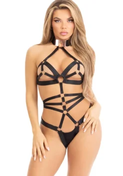 Leg Avenue Elastic with choker- Harness teddy