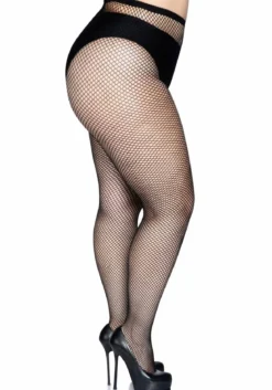 Leg Avenue Fishnet plus - Verkkosukkahousut 44-48, musta
