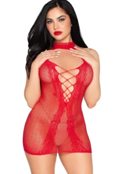 Leg Avenue Heart Halter Mini mekko, punainen