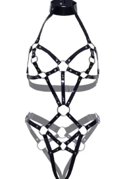 Leg Avenue Patent Leather - Harness teddy