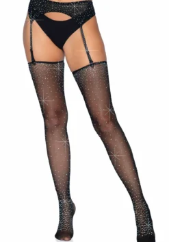 Leg Avenue Rhinestone - Sukat ja sukkanauhavyö setti