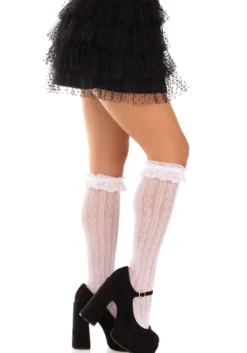 Leg Avenue Sweetheart knit - Polvisukat, valkoinen