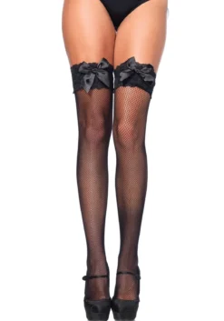 Leg Avenue Thigh high fishnet with bow - Ylipolvensukat
