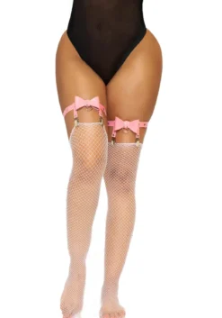 Leg Avenue Vegan Leather Bow - Sukkanauhat, pink