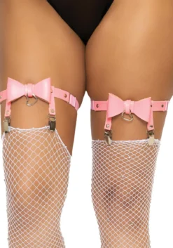 Leg Avenue Vegan Leather Bow - Sukkanauhat, pink