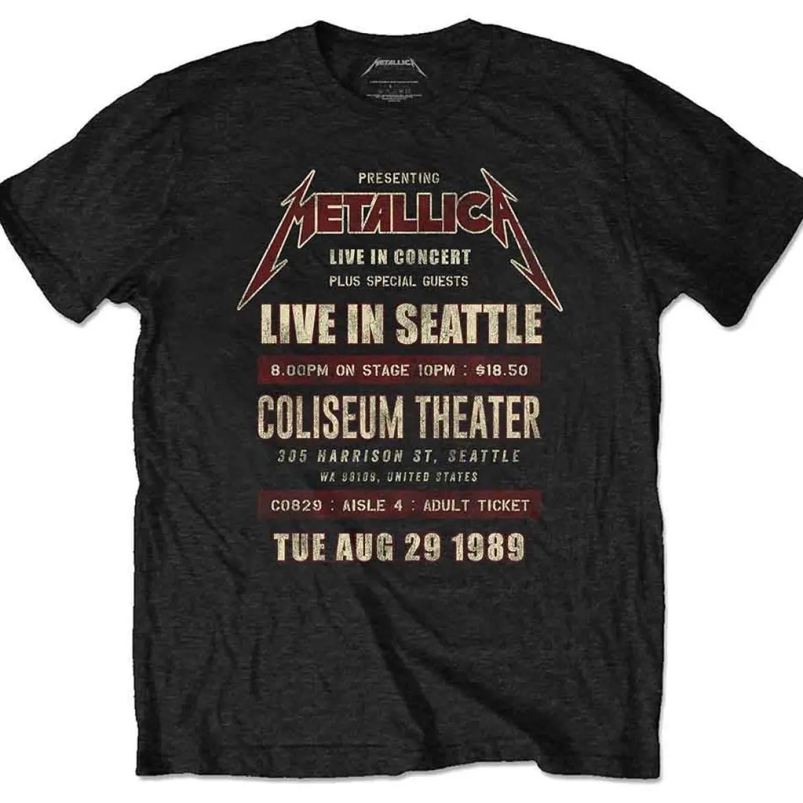 Metallica Seattle '89 - T-paita