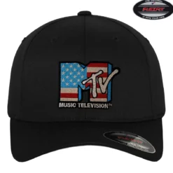MTV American Flag Flexfit lippis, musta