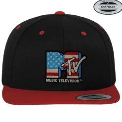 MTV American Flag Premium Snapback lippis, musta-punainen