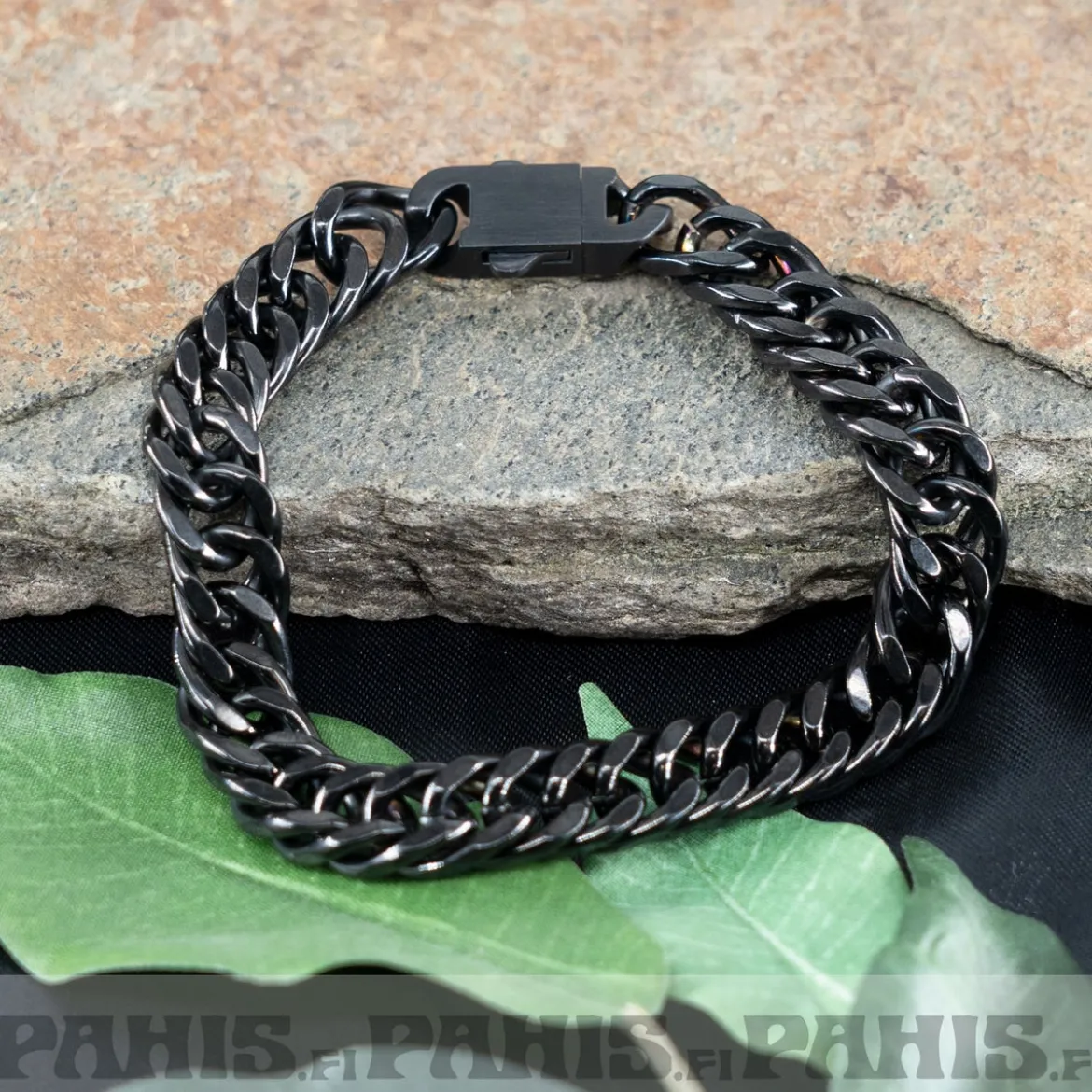 Musta teräsranneketju 10 mm, 21 cm
