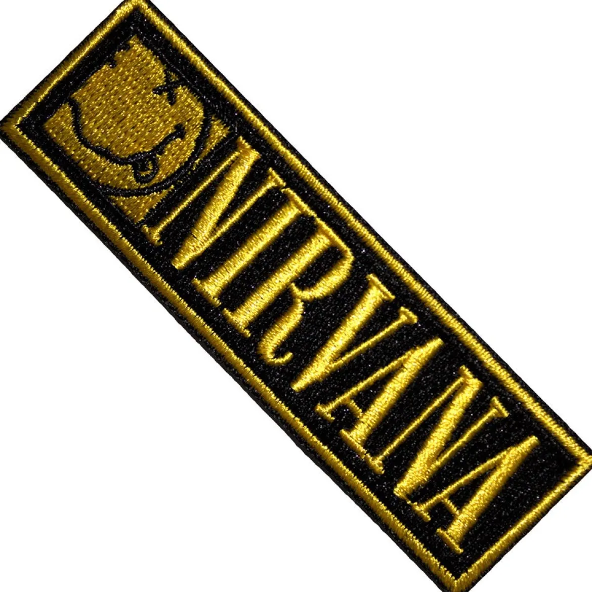Nirvana: Logo &Happy Face Bordered Small - Kangasmerkki