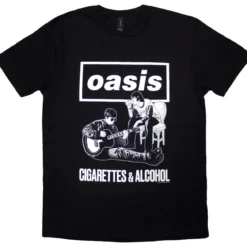 Oasis: Cigarettes & Alcohol Illustration Mono - T-paita
