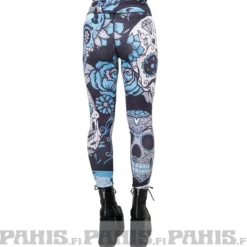 Pahis Sugar skull - high waist leggingsit, vaaleansininen