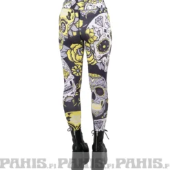 Pahis Sugar skull - high waist leggingsit, keltainen