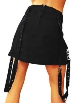 Steampunk Skirt with Black Studs & Straps - hame