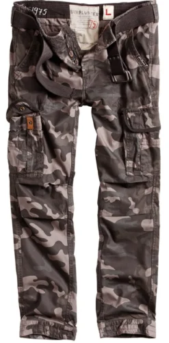 Surplus Premium Slimmy - Reisitaskuhousut, Black Camo