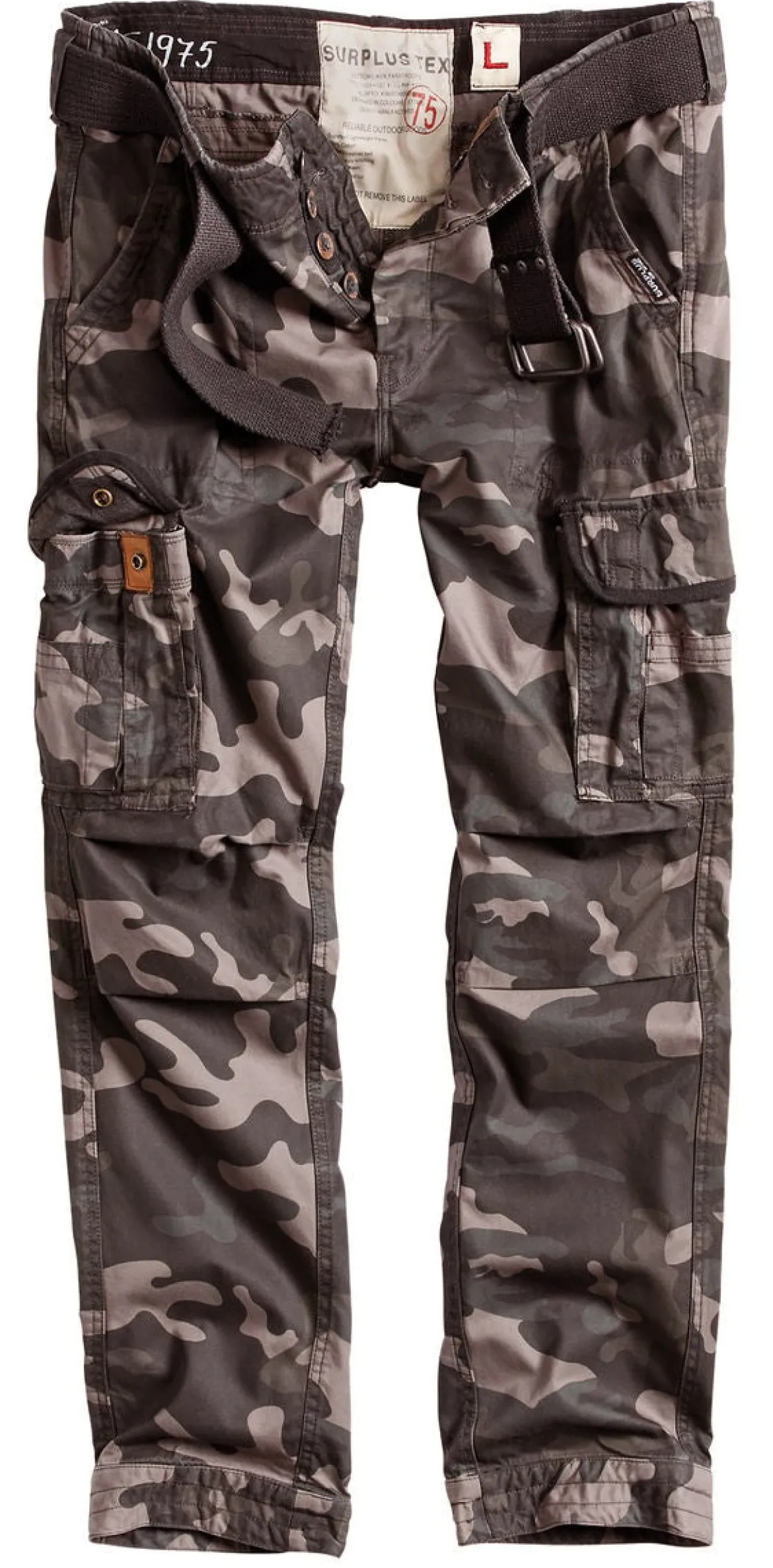 Surplus Premium Slimmy - Reisitaskuhousut, Black Camo
