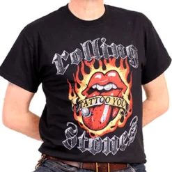 The Rolling Stones flaming tattoo tongue - T-paita