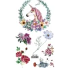 Unicorn and flowers - siirtotatuointi