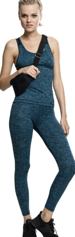 Urban Classics Active Melange logo - Legginsit, turquoise