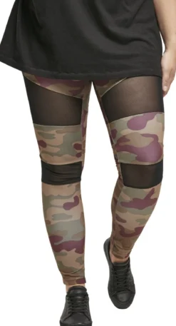 Urban Classics Camo Tech Mesh - Legginsit, redwood camo