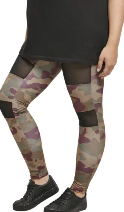 Urban Classics Camo Tech Mesh - Legginsit, redwood camo