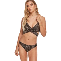 Urban Classics Draped Pattern - Bikinit, brown leo