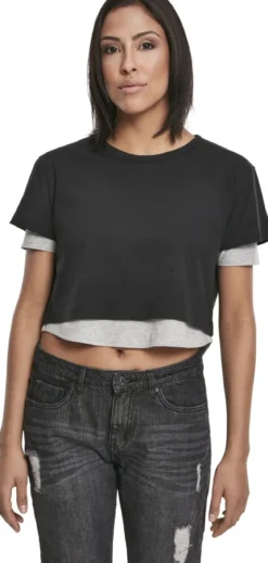 Urban Classics Full Double Layered - T-paita, Black Grey