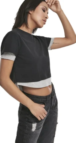 Urban Classics Full Double Layered - T-paita, Black Grey