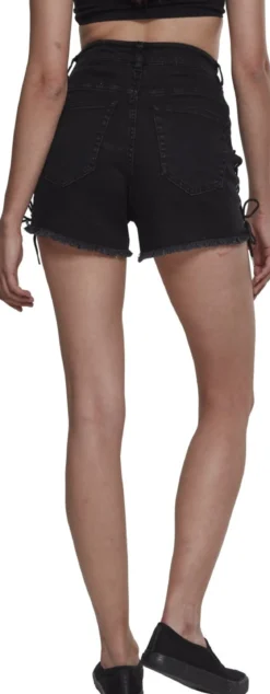 Urban Classics Highwaist Denim Lace Up - shortsit