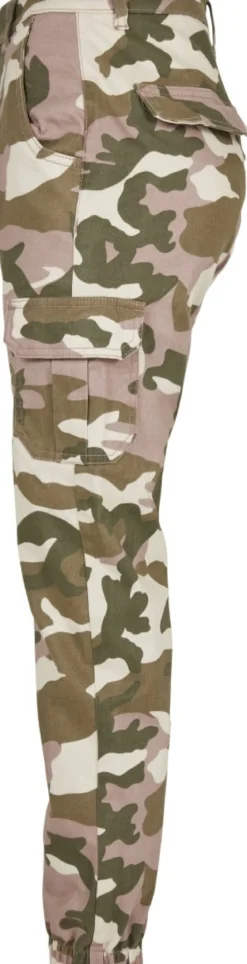 Urban Classics High Waist - Naisten reisitaskuhousut, duskrose camo