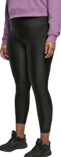 Urban Classics High Waist Shiny Rib Pedal Pusher - Leggings