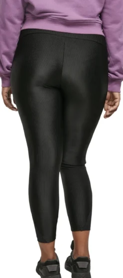 Urban Classics High Waist Shiny Rib Pedal Pusher - Leggings
