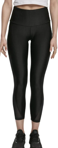 Urban Classics High Waist Shiny Rib Pedal Pusher - Leggings