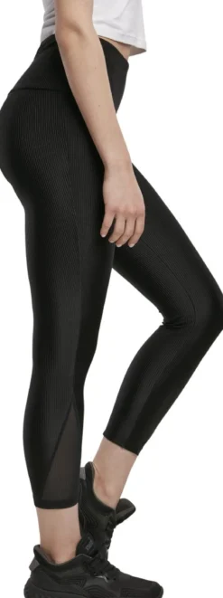 Urban Classics High Waist Shiny Rib Pedal Pusher - Leggings