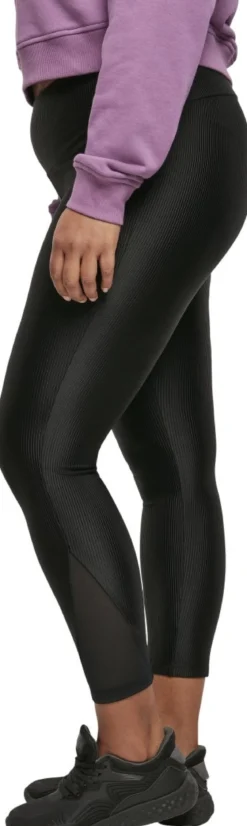 Urban Classics High Waist Shiny Rib Pedal Pusher - Leggings