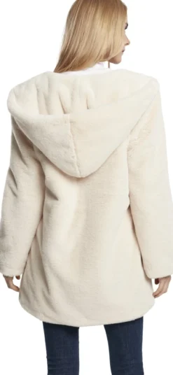 Urban Classics Hooded Teddy - Naisten välikausitakki, luonnonvalkoinen