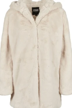 Urban Classics Hooded Teddy - Naisten välikausitakki, luonnonvalkoinen