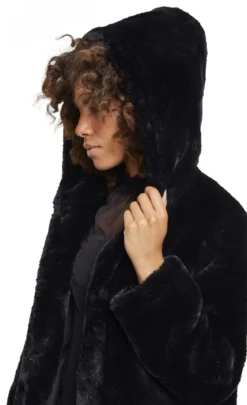 Urban Classics Hooded Teddy - Naisten välikausitakki, musta