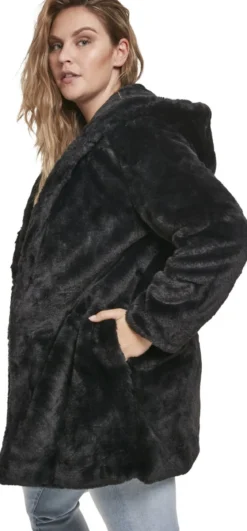 Urban Classics Hooded Teddy - Naisten välikausitakki, musta