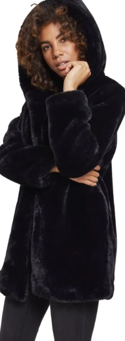 Urban Classics Hooded Teddy - Naisten välikausitakki, musta