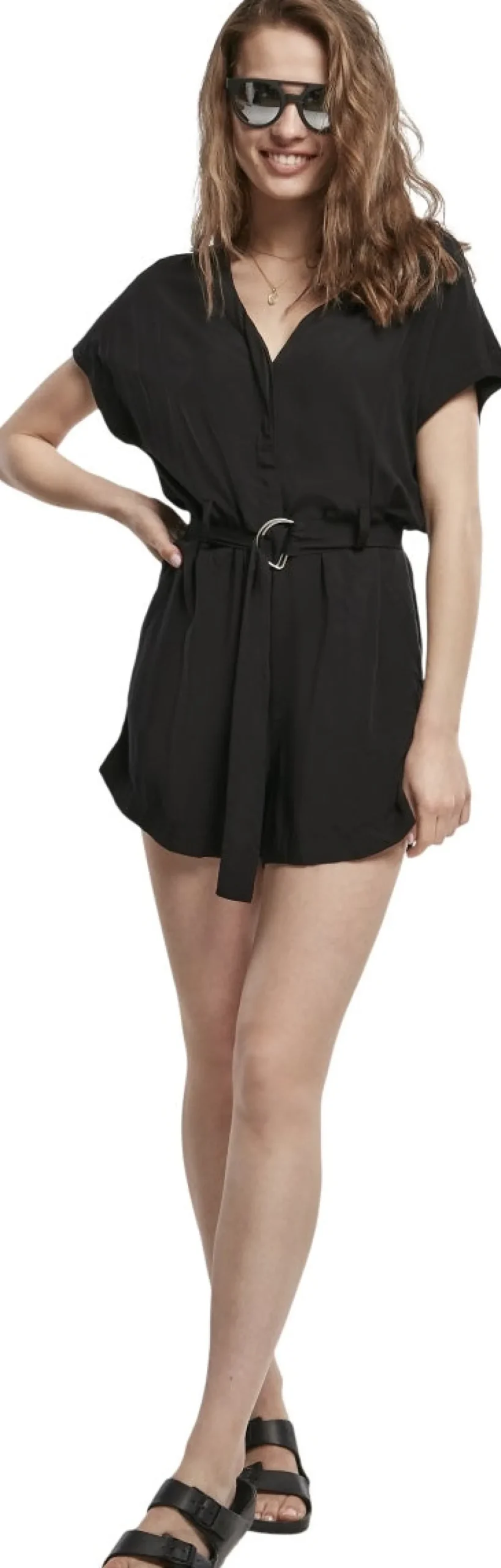 Urban Classics Ladies Short Viscose Belt - Jumpsuit