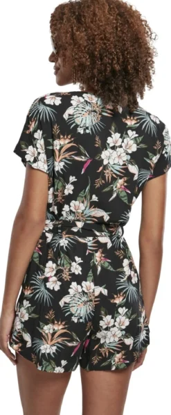 Urban Classics Ladies Short Viscose Belt - Jumpsuit, tropical