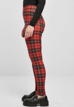 Urban Classics Ladies Soft AOP - Leggings, redcheck
