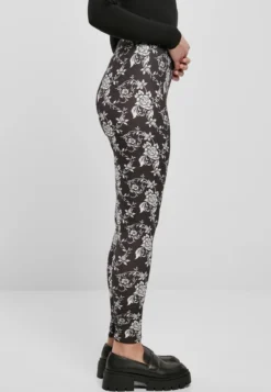 Urban Classics Ladies Soft AOP - Leggings, black rose
