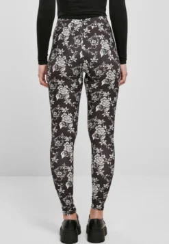 Urban Classics Ladies Soft AOP - Leggings, black rose