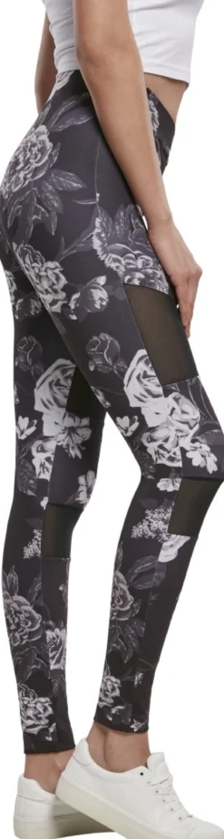 Urban Classics Ladies Tech Mesh AOP - Leggings, darkflower