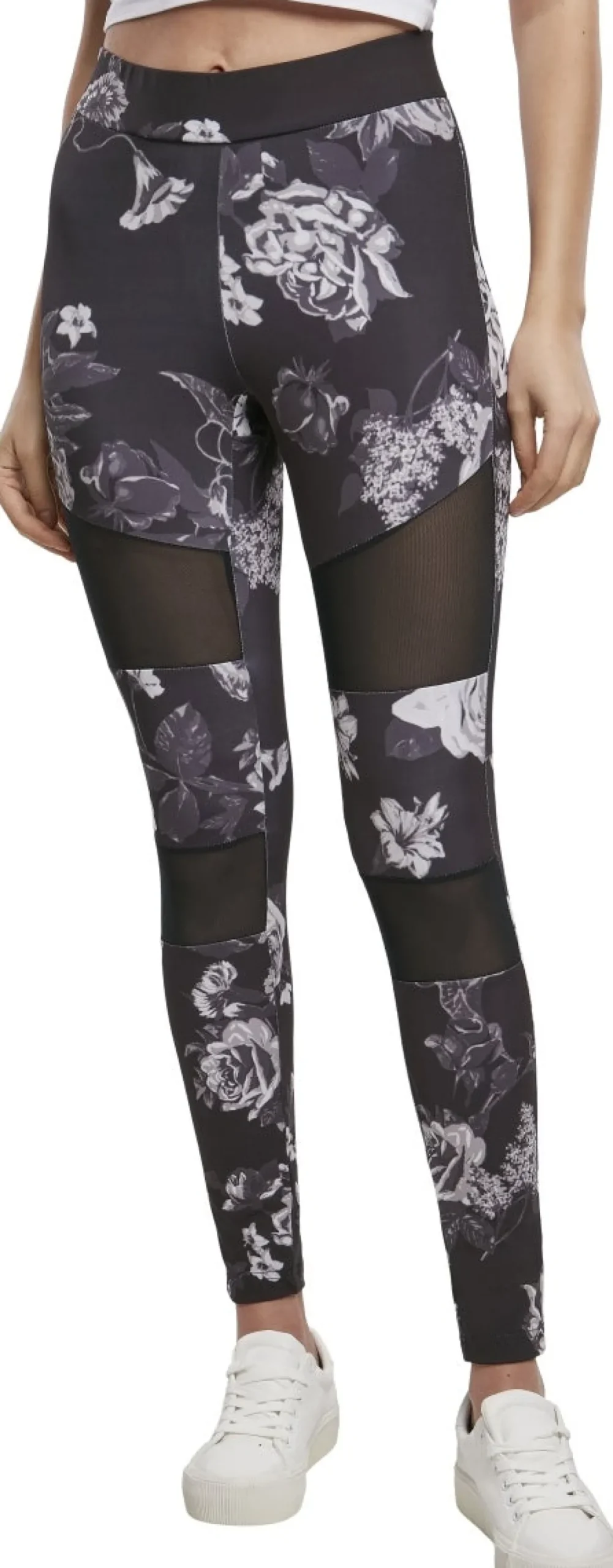Urban Classics Ladies Tech Mesh AOP - Leggings, darkflower