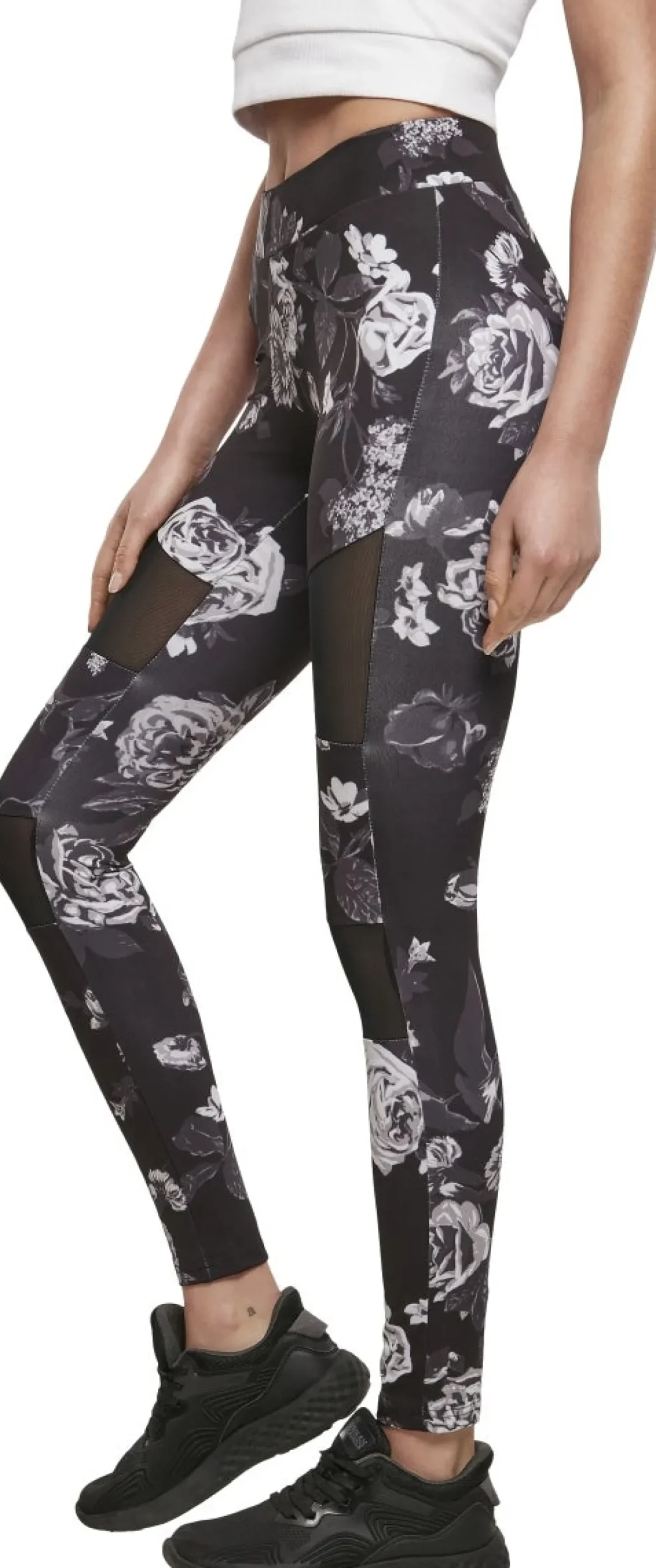 Urban Classics Ladies Tech Mesh AOP - Leggings, darkflower